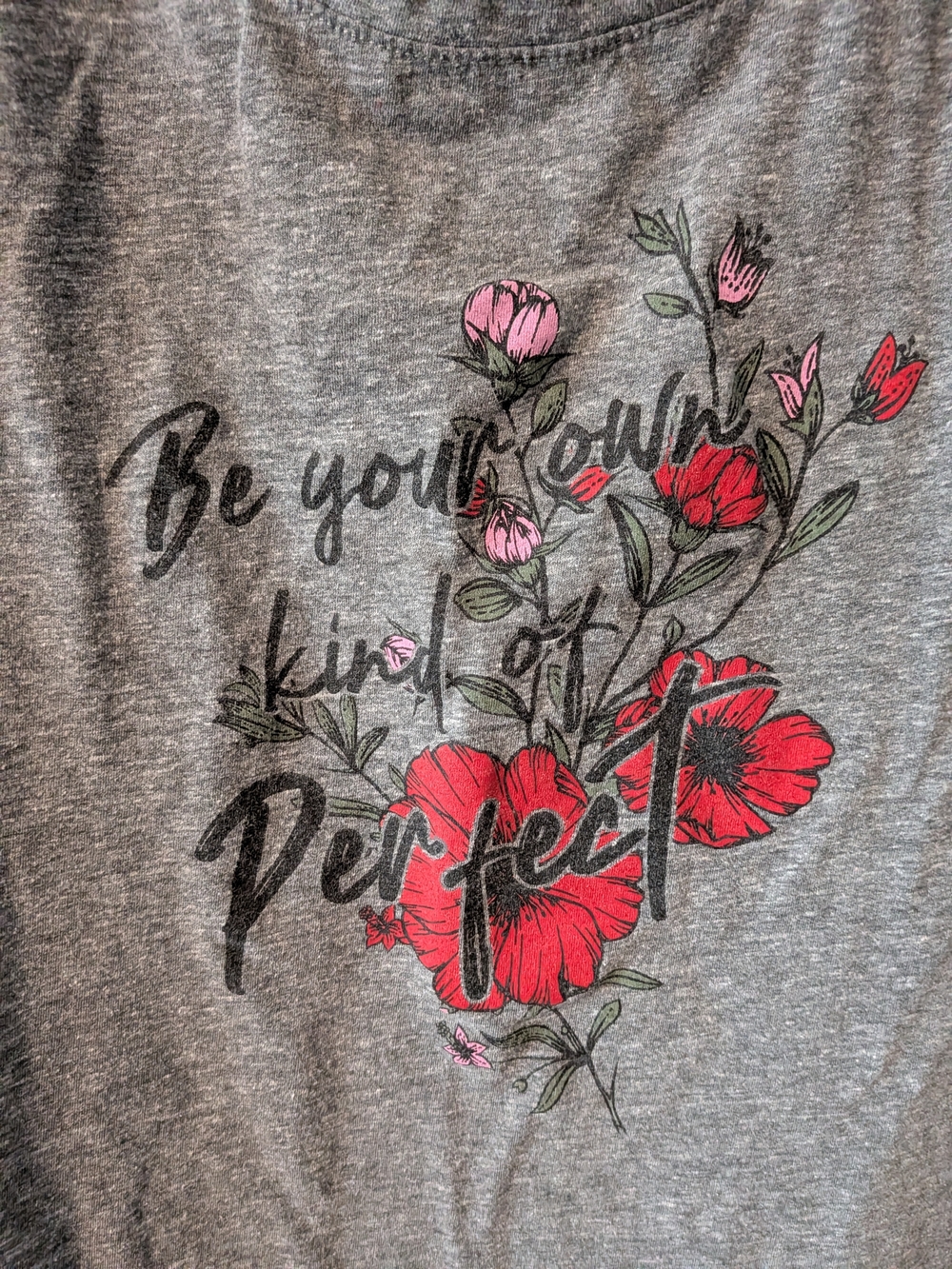 Lane Bryant Heather Gray Floral Graphic Tee